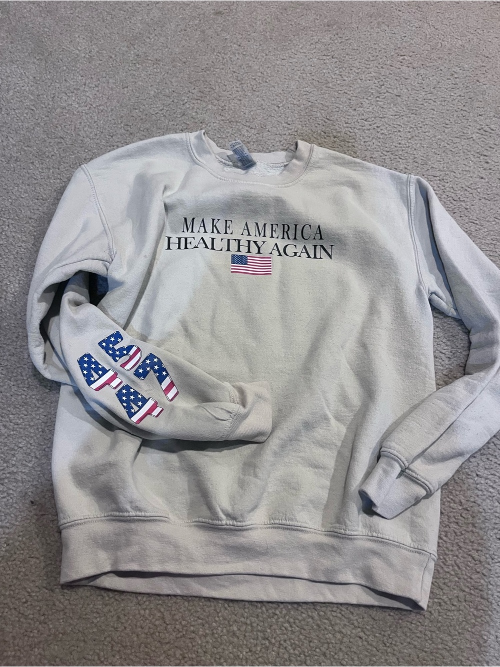 Make America Healthy Again Crewneck Sweatshirt - tan small